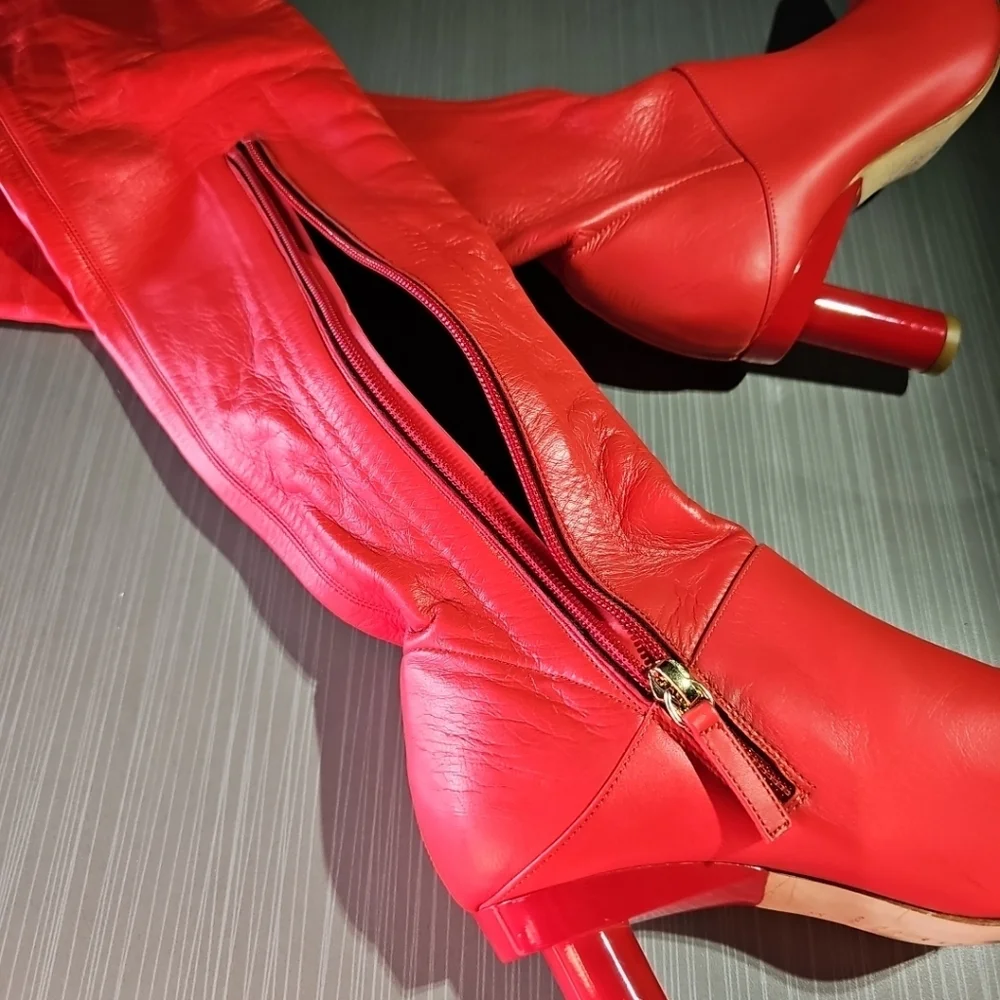 Tibi Boots 100% Soft Leather Knee High Boots, Made in ITALY $1095 Round Hill, 35